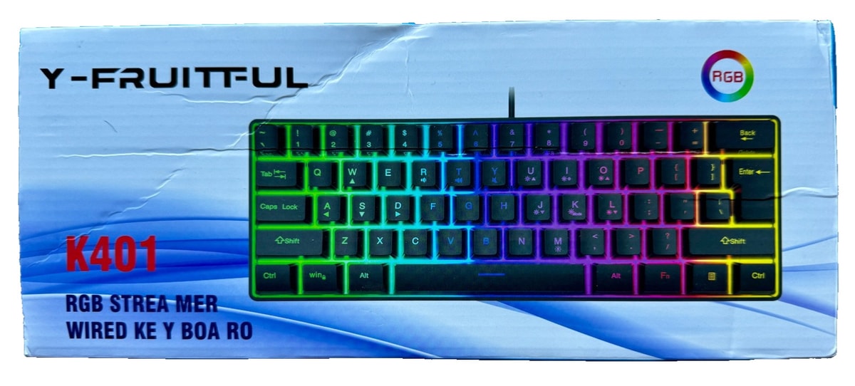 Y-Fruitful K401 RGB Streamer Wired Gaming Keyboard 61-Keys USB LED Backlit