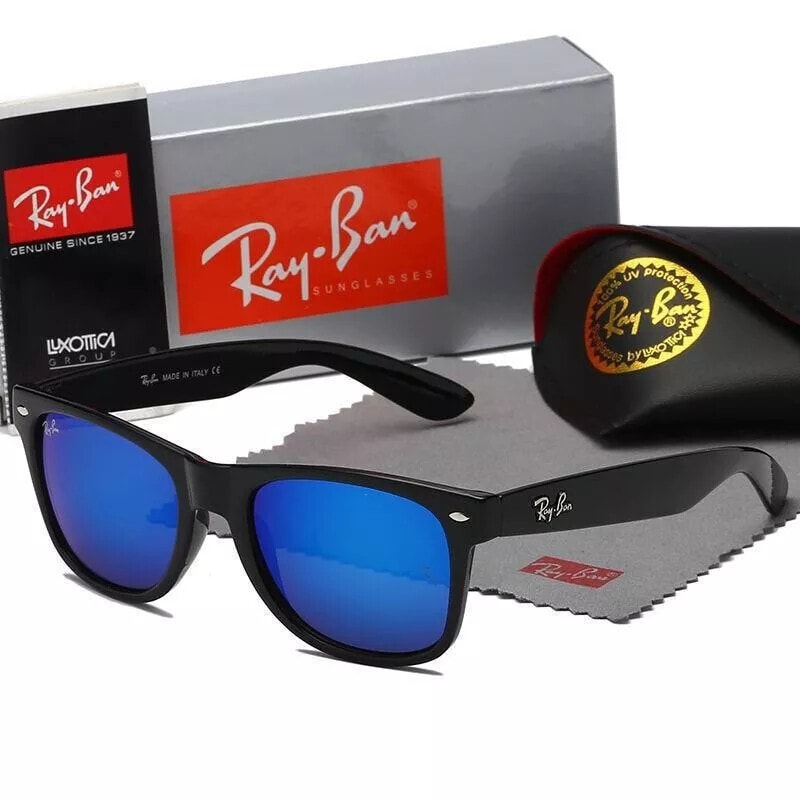 Unisex Adults 55-16 145mm Ray-Ban Justin 2140 Men's Sunglasses - Black/Blue