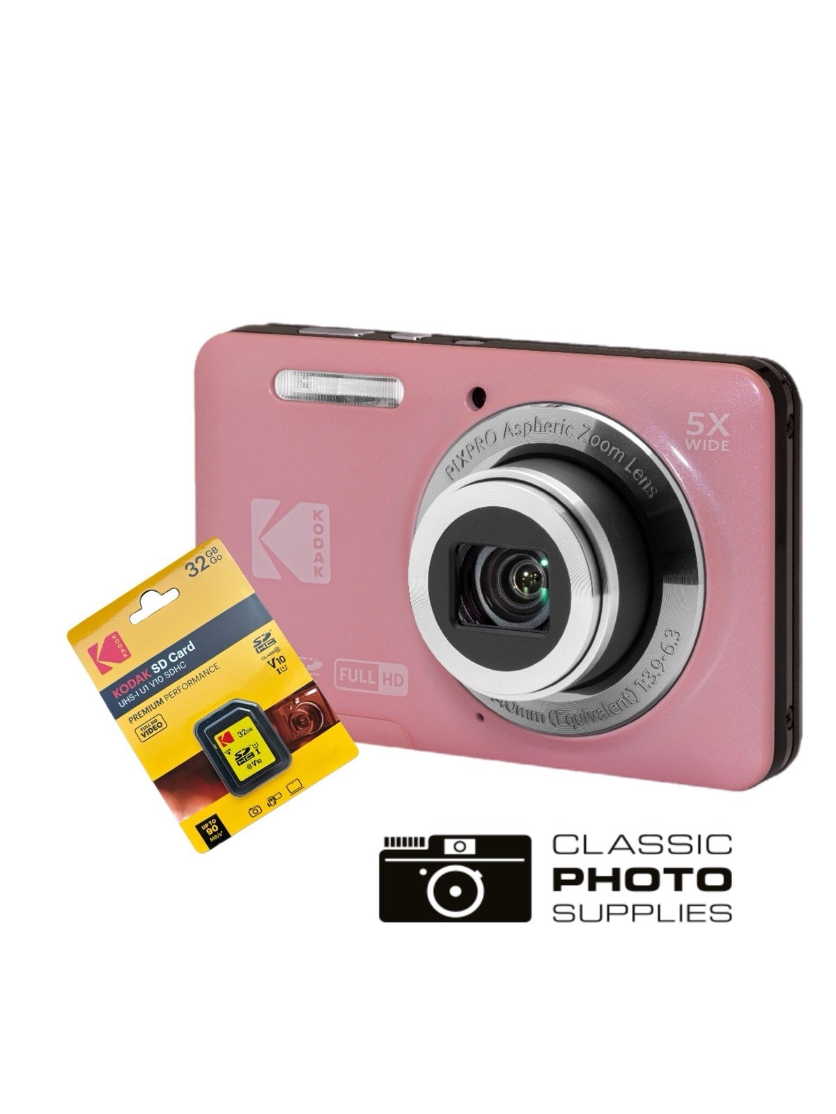 Kodak PixPro FZ55 Digital Camera - Pink With 32GB SD Card