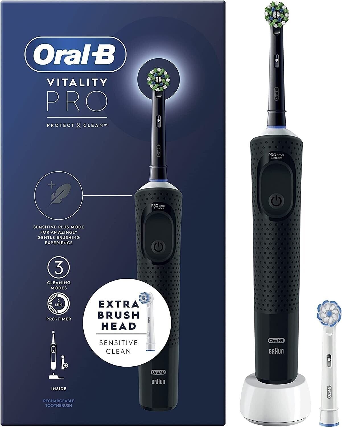 Oral-B Vitality Pro Electric Toothbrush - 2 Pin EU Plug, Black