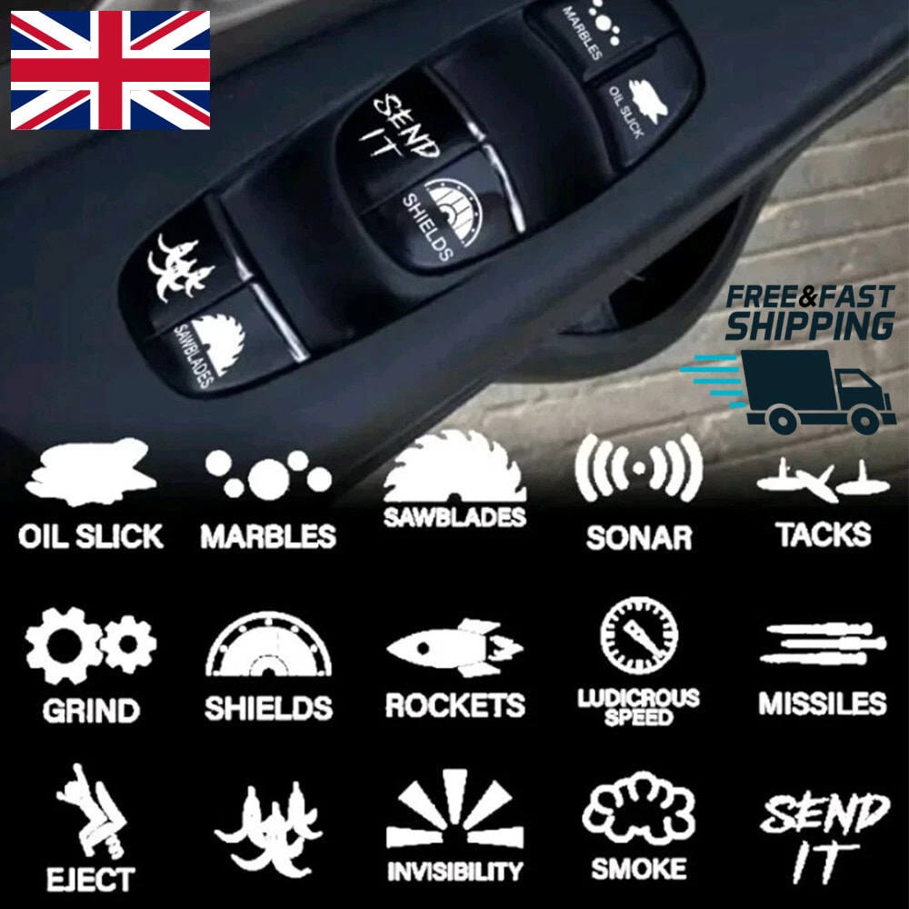 15pcs Funny Car Dashboard Button Switch On Off Sticker Decal Car Accessories