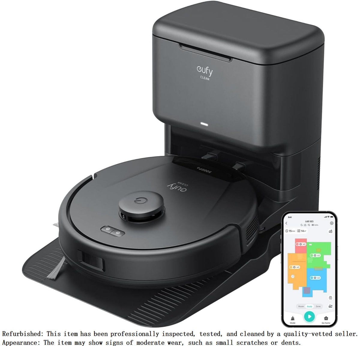 Eufy L60 Robot Vacuum Cleaner Self Empty Station 5000 Pa iPath Laser Navigation