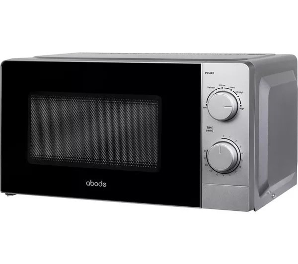 Abode AMM2005S Compact Solo Microwave Oven 20L Defrost option 700W Silver