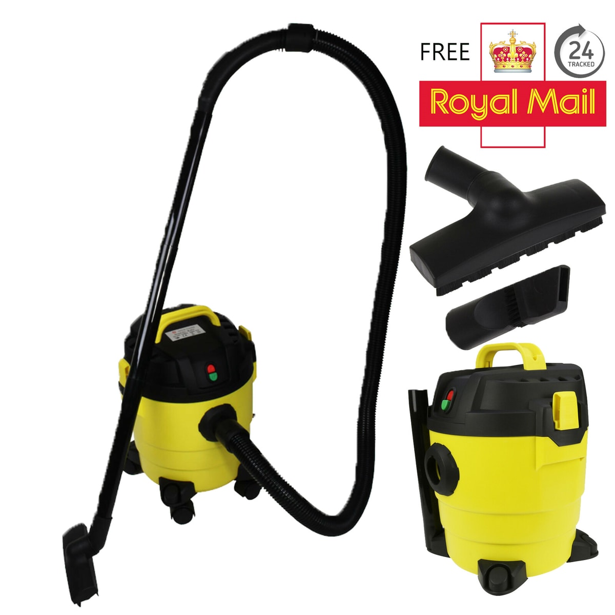 Heavy Duty 1000W Yellow Wet & Dry Vacuum Cleaner 10 Ltr Tub Hoover Wheeled