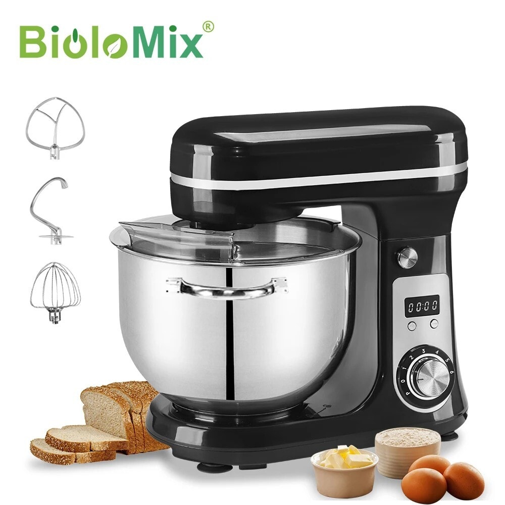 BioloMix Stand Mixer 1200W 6LElectric Kitchen QuietFood Mixer Premium ALL IN ONE