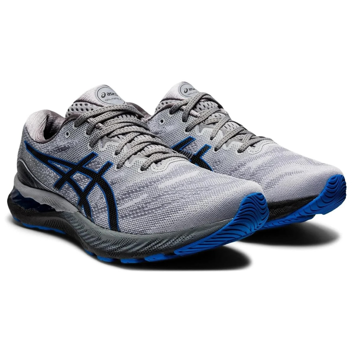 Men's Asics Gel Running Shoes Gel Nimbus 23 Piedmont Grey / Blue Mesh Trainers