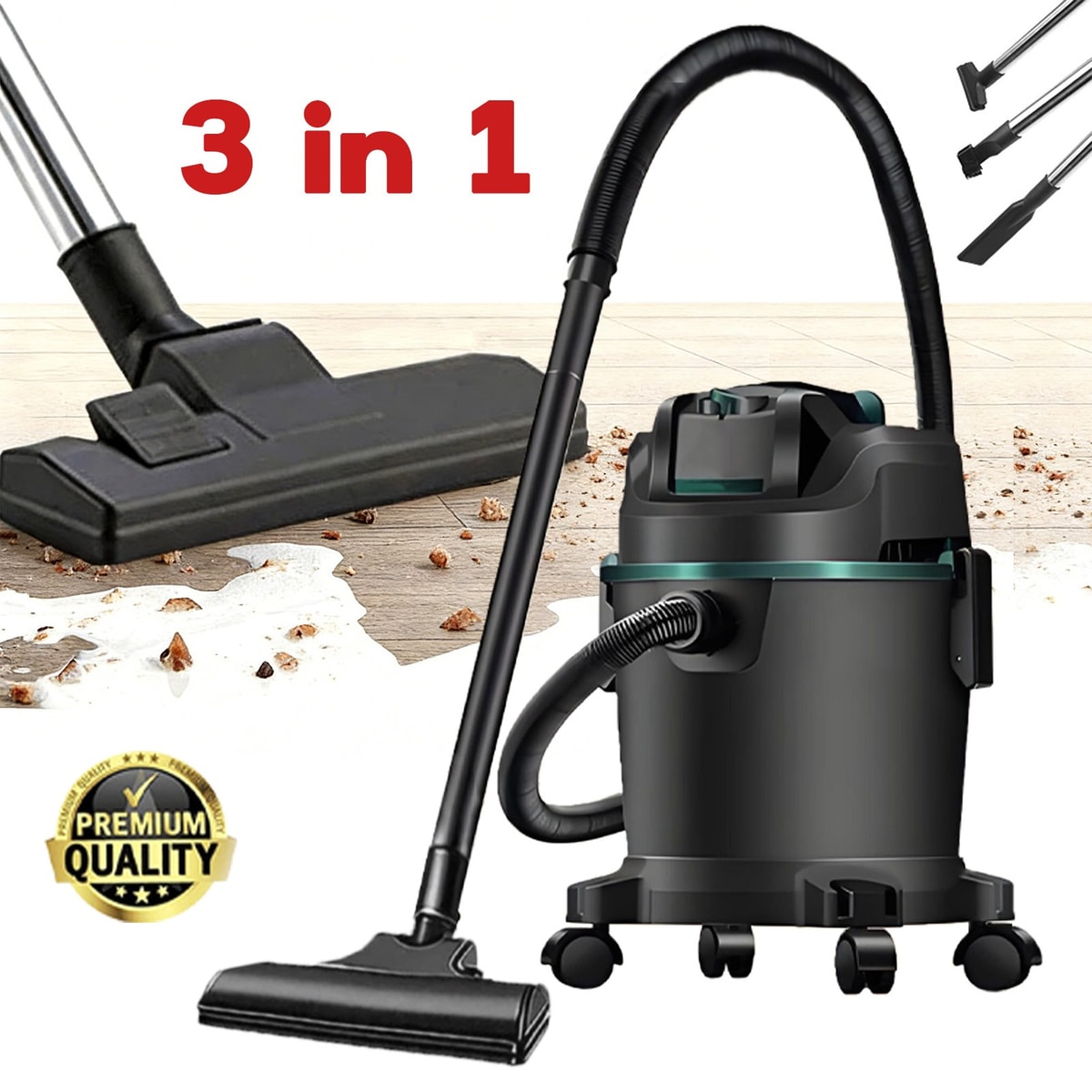 5000W 20L Vacuum Cleaner Wet and Dry Bagless Cylinder Powerful Compact Cleaning