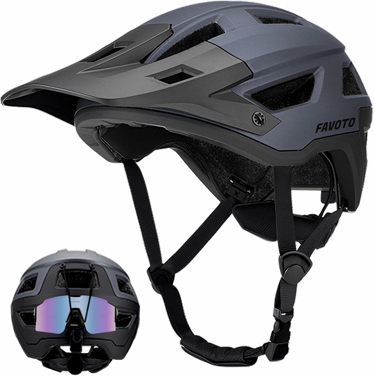 Favoto Mountain Bike Helmet Slate Gray Size L 57-61cm Lightweight MTB Road NIB