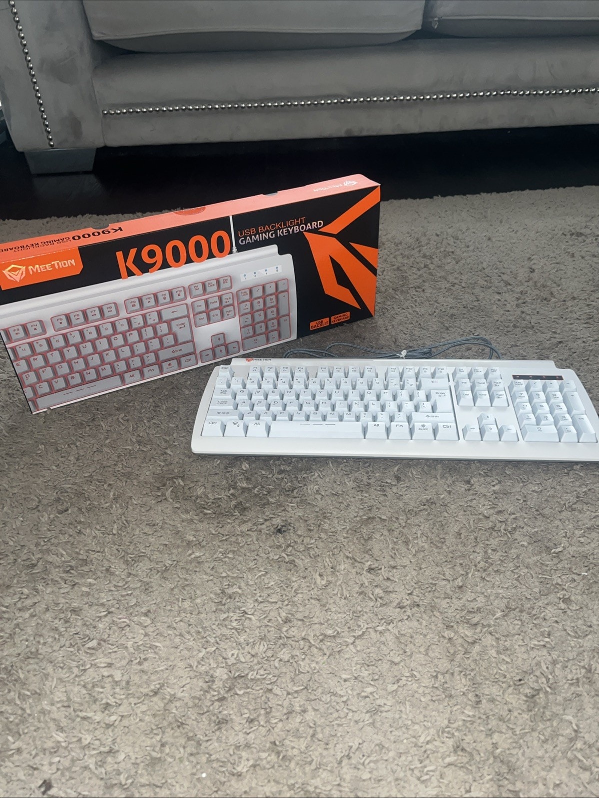 MeeTion K9000 RGB Backlit Gaming Keyboard Full Size USB Wired White LED Keyboard