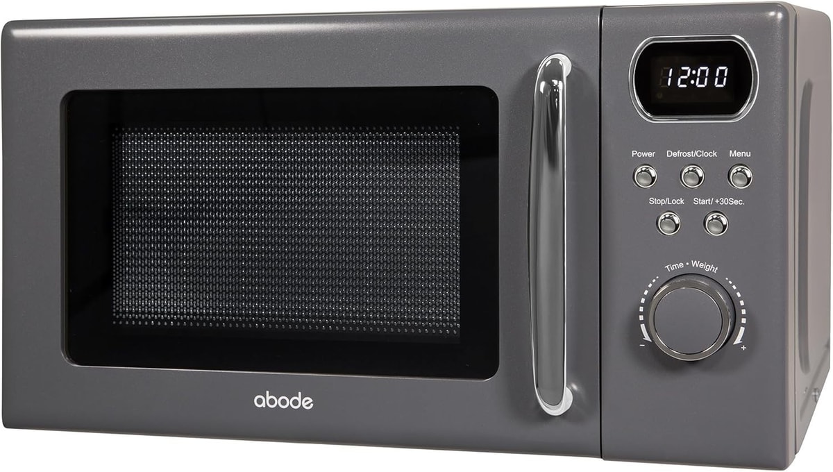 Abode AMD2004G Digital Microwave Oven 8 Auto Cook Settings Retro 20L 700w Grey
