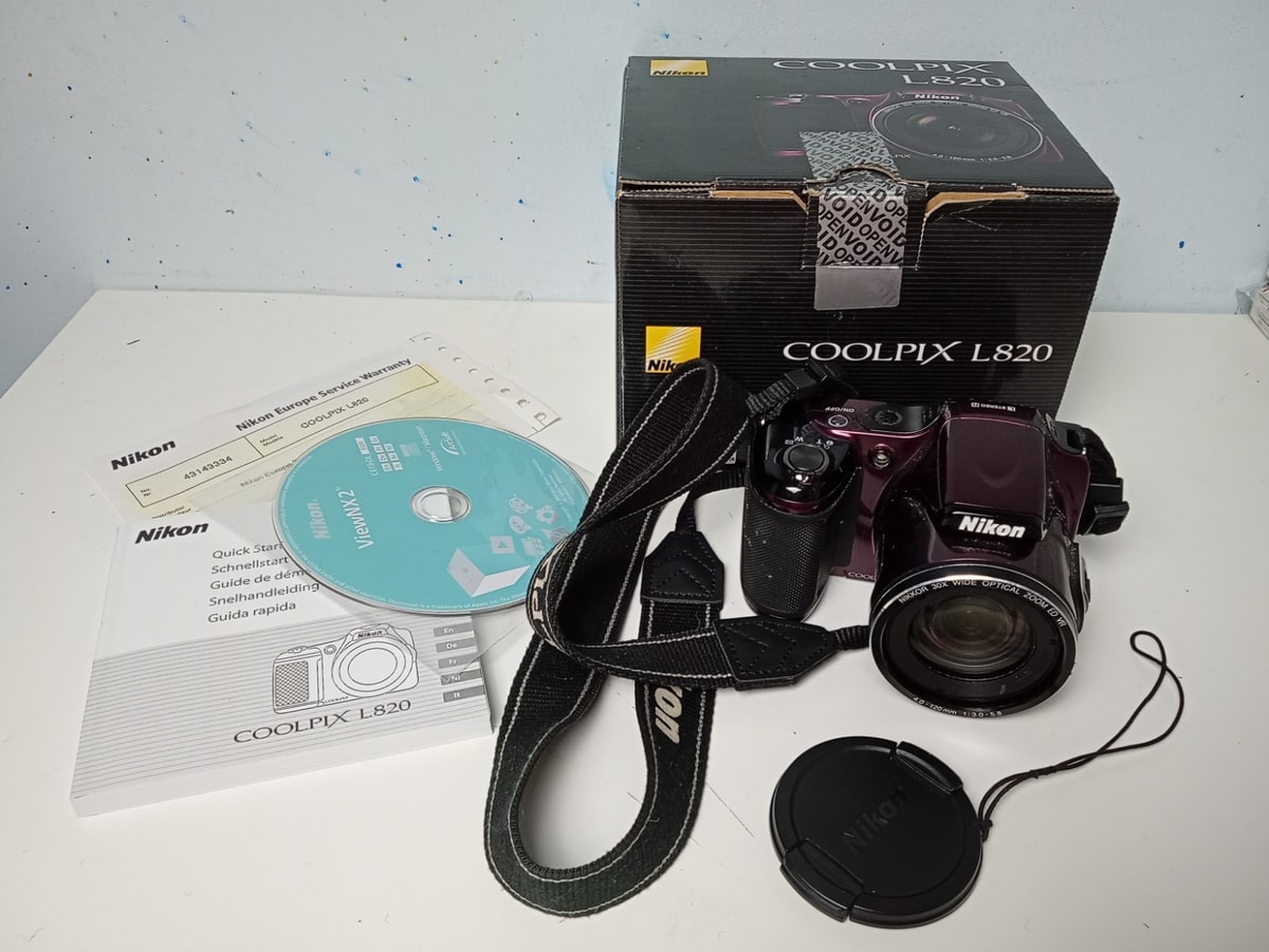 Nikon Coolpix L820 16MP Digital Camera Boxed Tested + Guide, Batteries, Cable