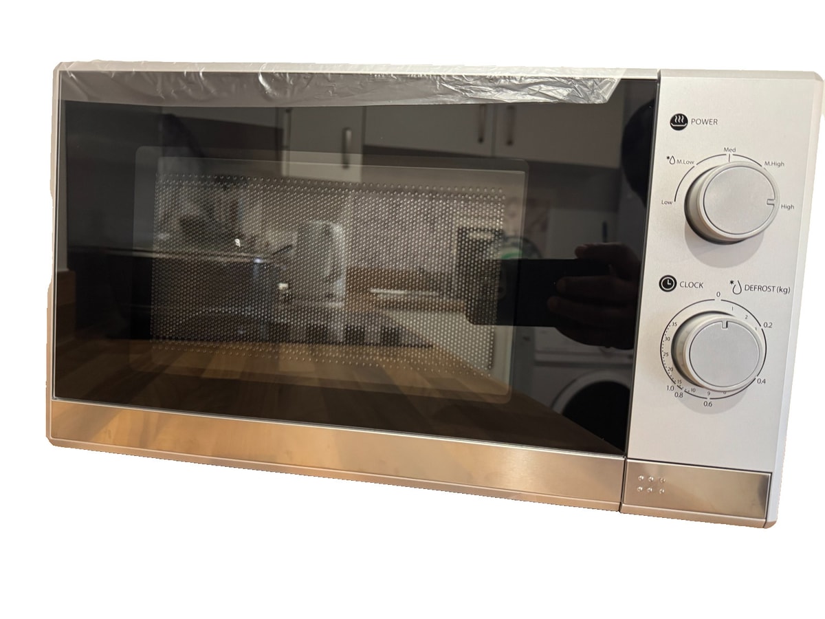 700W Microwave 20L Compact Countertop Oven with Easy Controls Nutmeg Home Silver