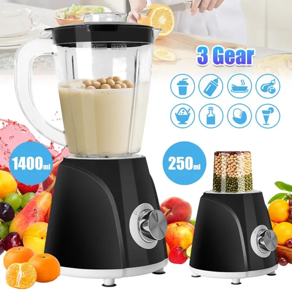 1.4L & 250mL Food Blender Juicer Mixer Ice Crusher Nuts Grinder Smoothie Makers