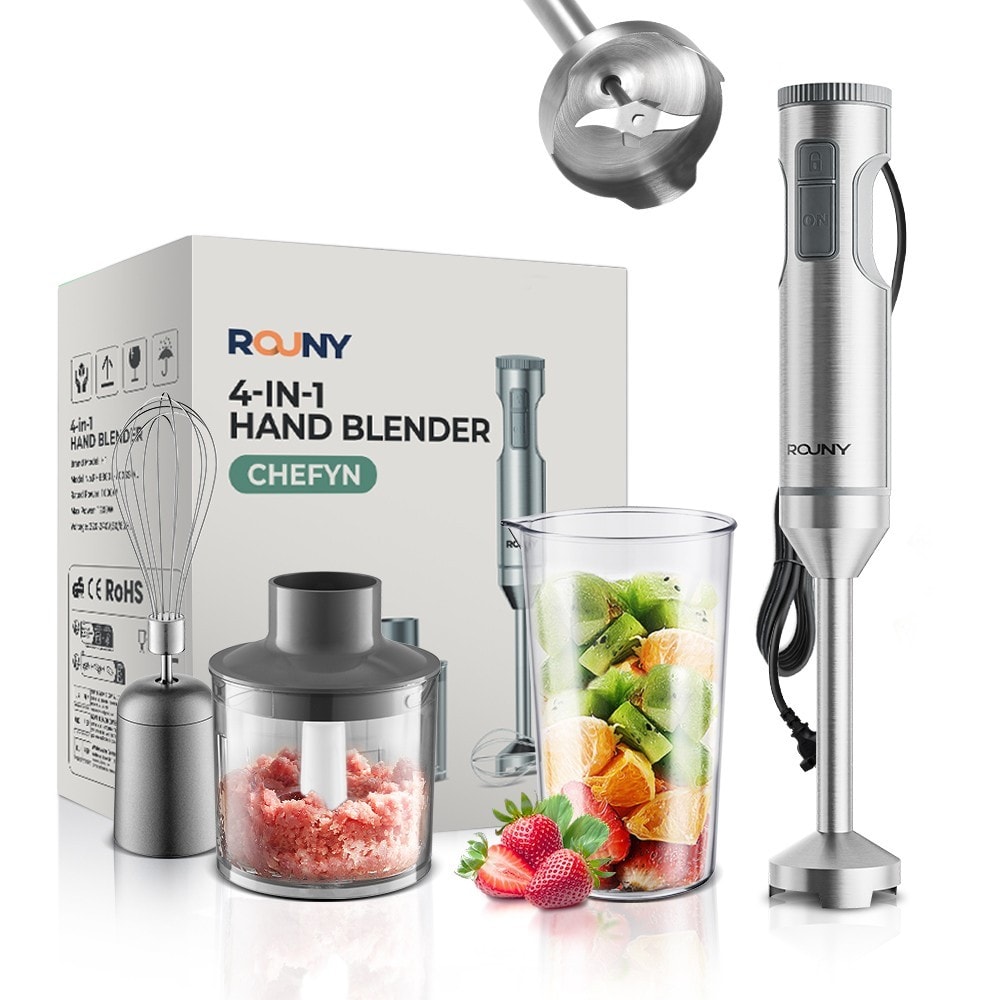 ROUNYHand Immersion Blender 4 in1Powerful 1000W Stick Mixer with 500ml Processor