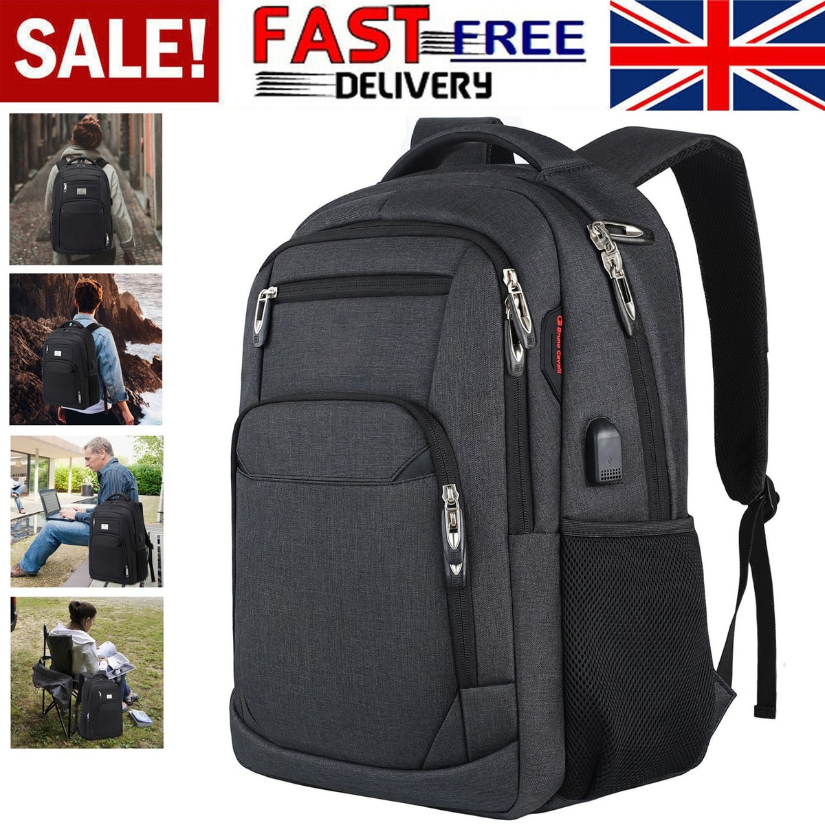 Men Women Backpack Waterproof Large Bussiness School Travel Laptop Rucksack Bag