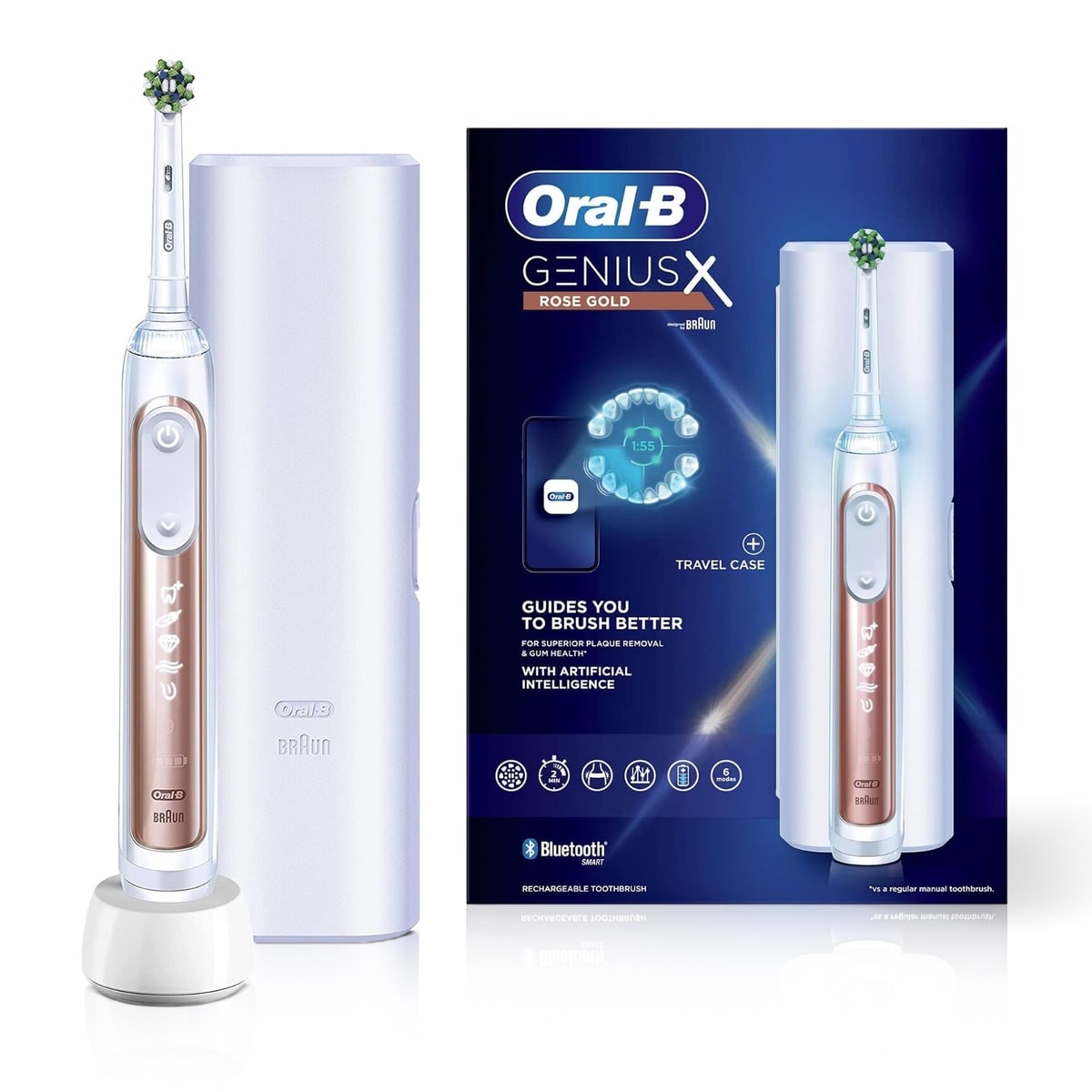 Oral-B Genius X Electric Toothbrush with AI App Connected Handle + 1 Head + Case