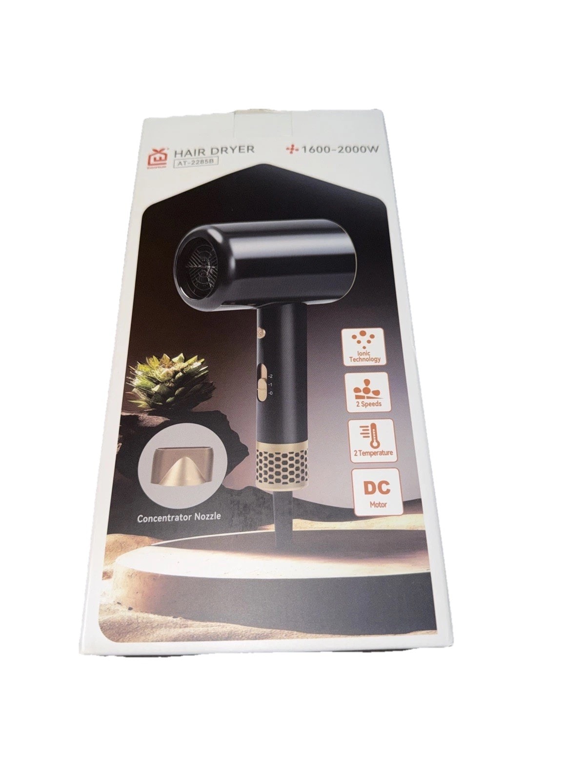 Extrahouse Ionic Hair Dryer 1600-2000W DC Motor 2 Speed 2 Heat With Nozzle