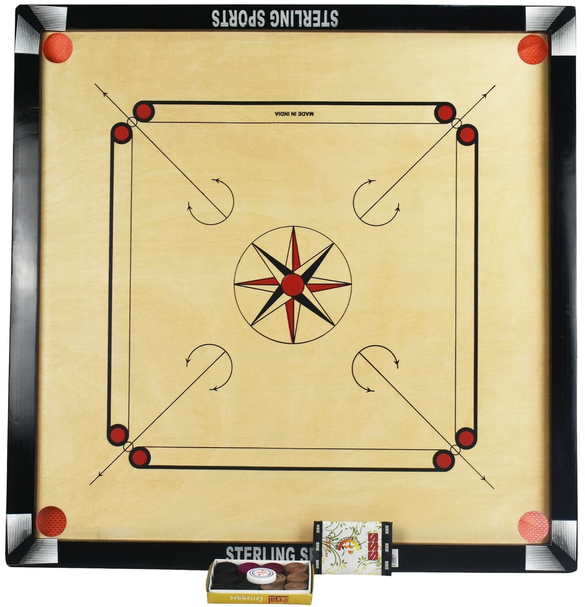 Carrom Board Game Large PREMIUM QUALITY Size 81cm x 81cm With Striker and Coins