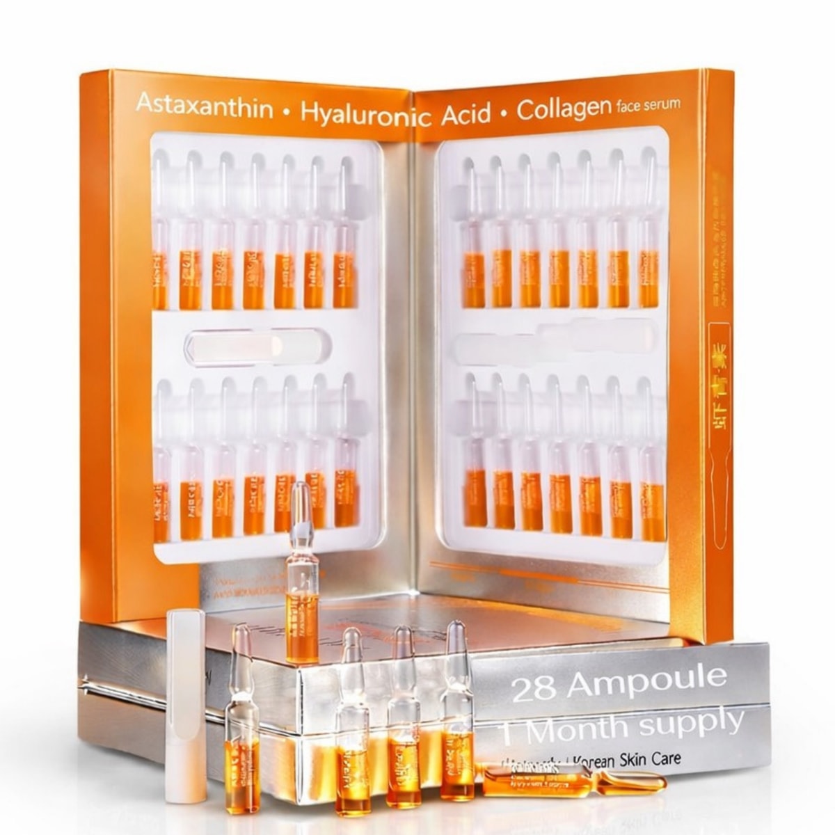 Face serum 28pic ampoules hyaluronic acid astaxanthin for anti aging skin care
