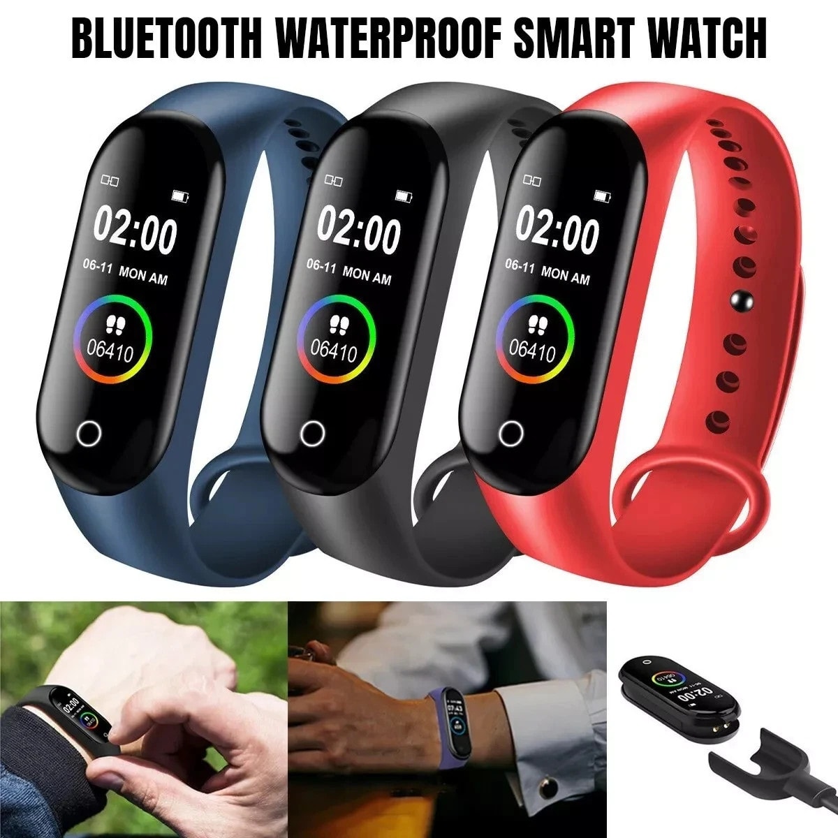 M4 Smart Watch Fitness Tracker Bluetooth Waterproof Sports Wristband Heart