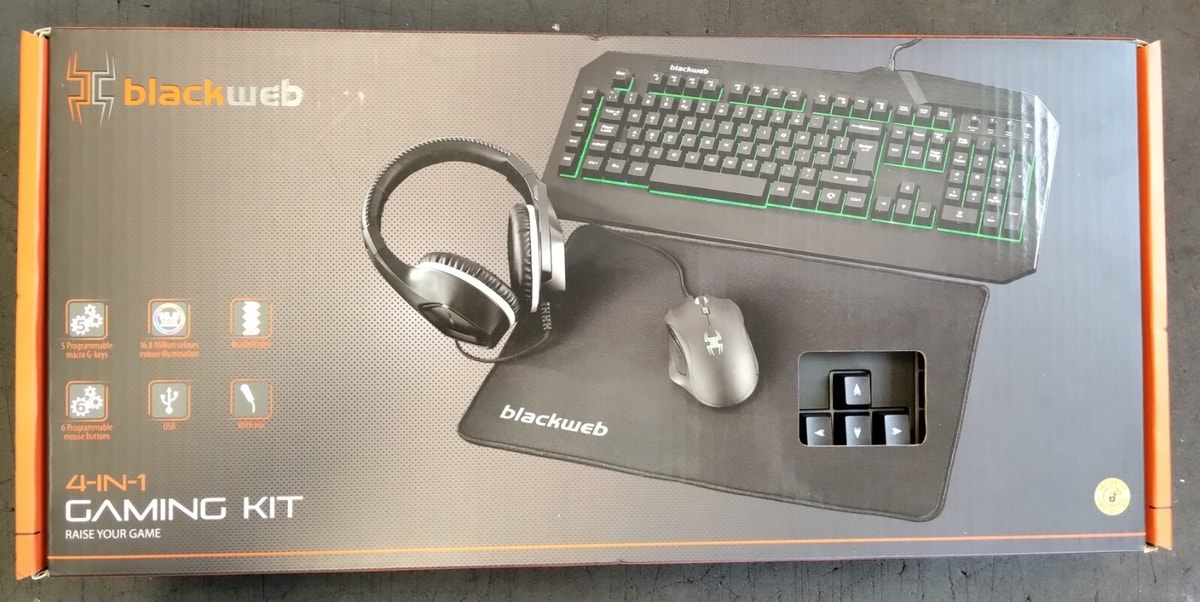 Blackweb 4-in-1 Gaming Kit Wired Keyboard, Mouse, Mouse Mat, Headset New Sealed