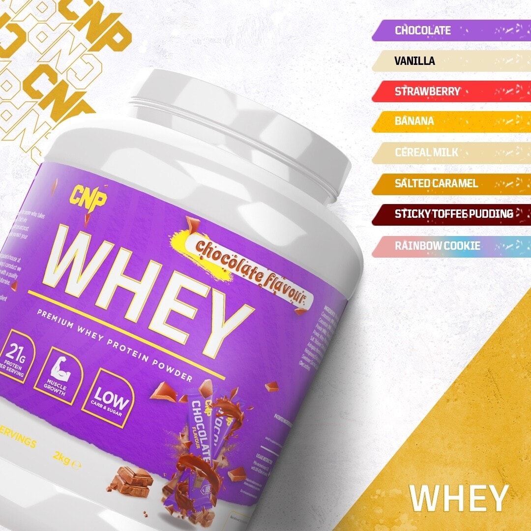 CNP Premium Whey Protein Powder, 21g Protein, Low Carb, 2 Sizes, 8 Flavours