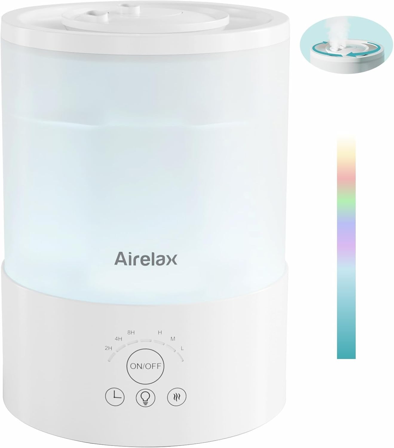 2.5L Cool Mist Humidifier Quiet Top Fill Oil Diffuser Night Light Airelax