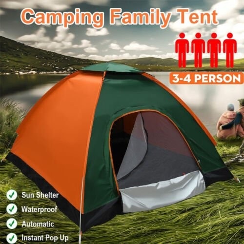3-4 Man Automatic Instant Pop Up Tent Camping Tent Family Outdoor Hiking Shelter