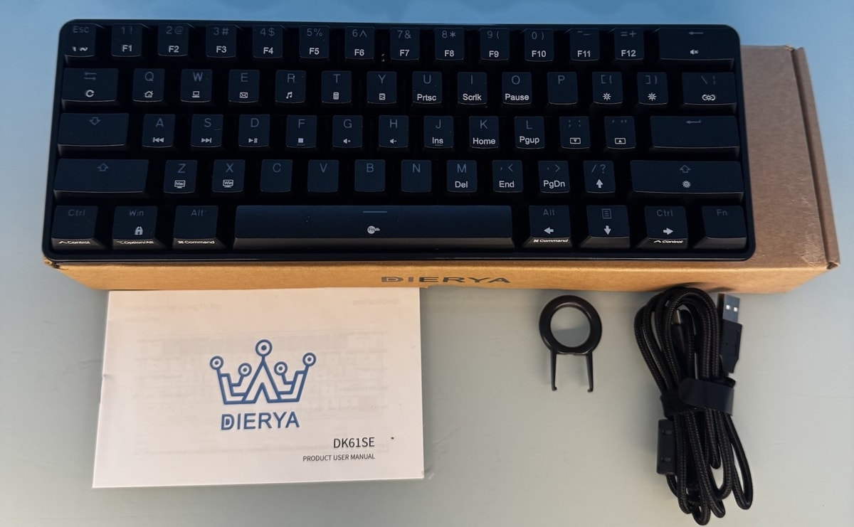 Dierya DK61 Mechanical Gaming Keyboard 60% Blue Switches Black Caps