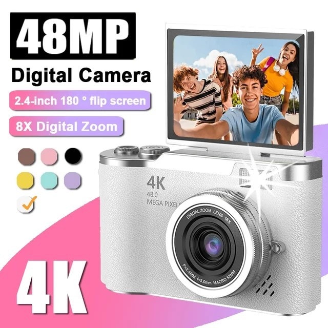 Digital Camera HD 1080P 64MP Anti-Shake Camera 2.4'' LCD Display Screen for Gift