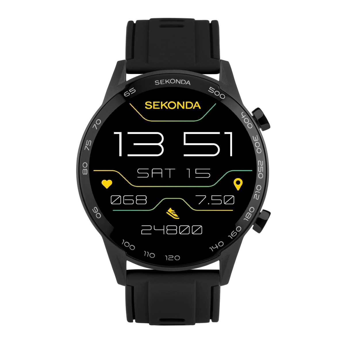 Sekonda 45mm Active Plus Smart Watch with Black Silicone Strap RRP £89.99