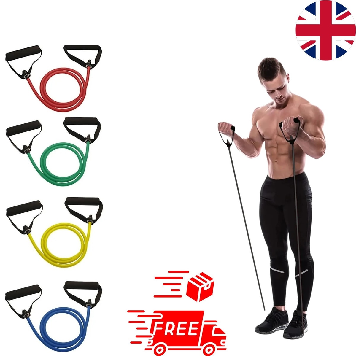Resistance Bands with Handles Exercise Workout Bands for Men Women Home Gym UK