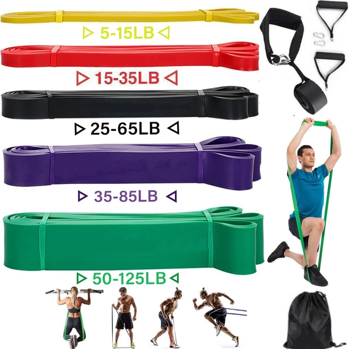 Heavy Duty Pull Up Resistance Bands Set Assisted Exercise Tube Gym Home Training