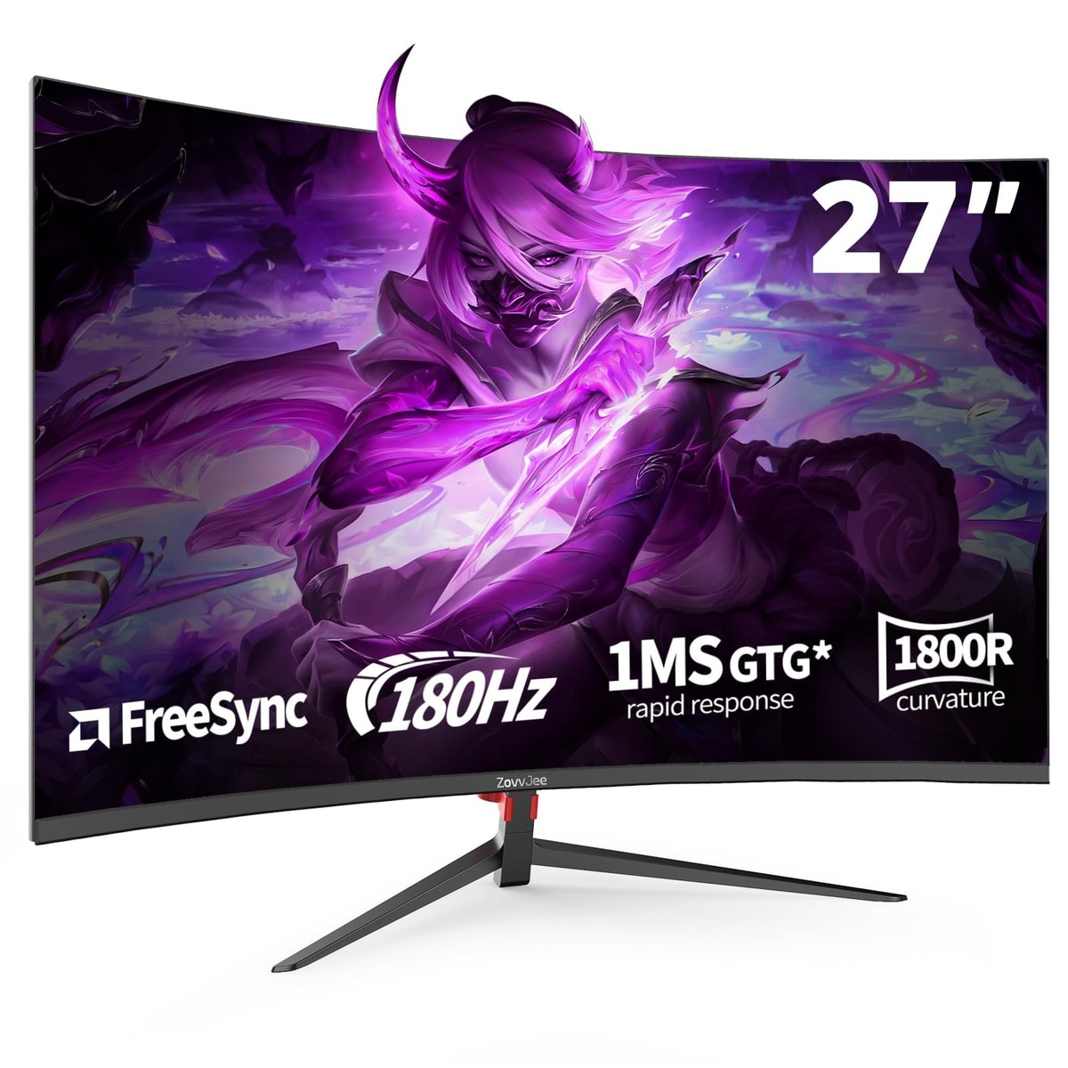 27 Inch Curved Gaming Monitor180Hz, FHD 1080p 1ms Response, FreeSync,