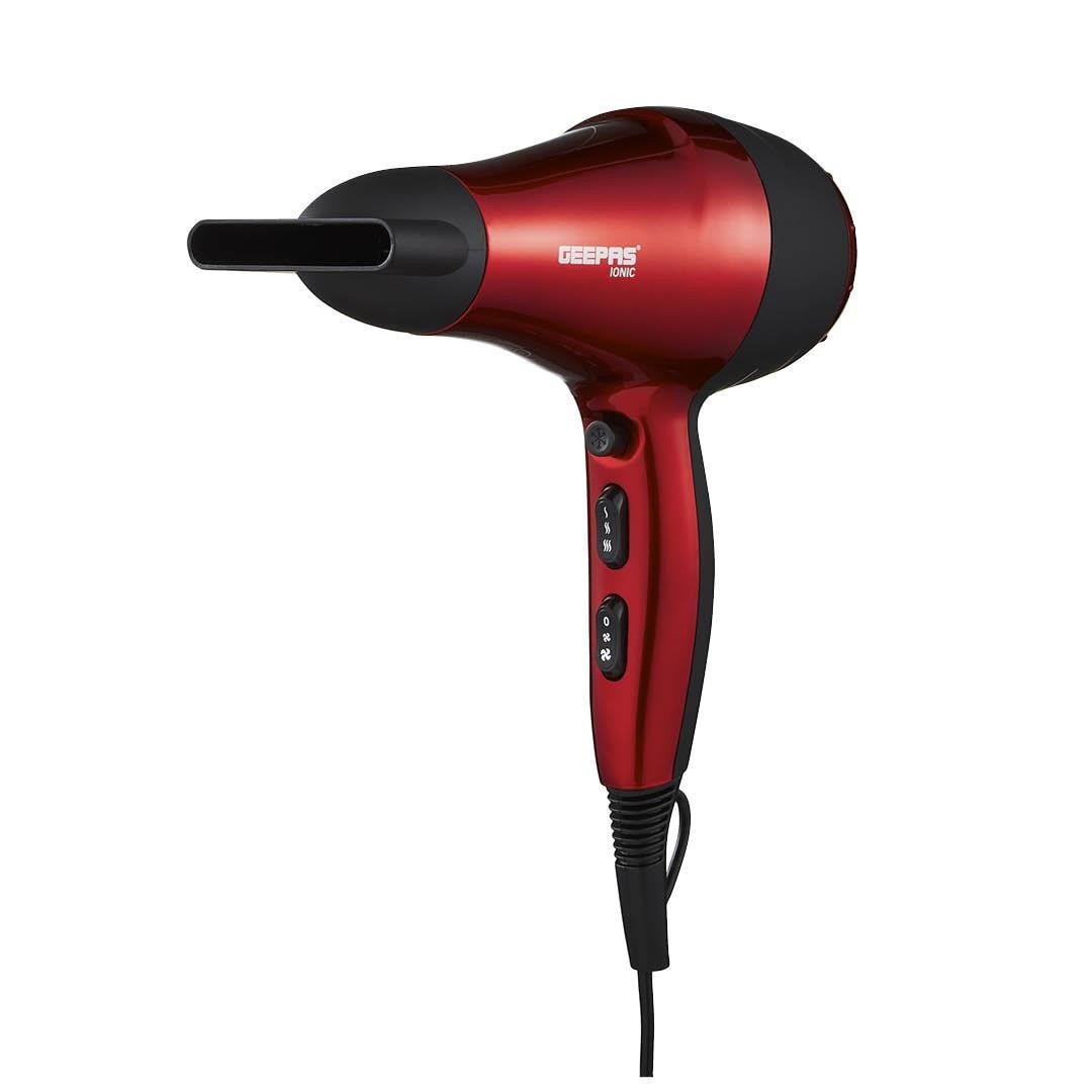 2000W Powerful Hair Dryer 2 Speed 3 Heat Option Concentrator Ionic Function Red