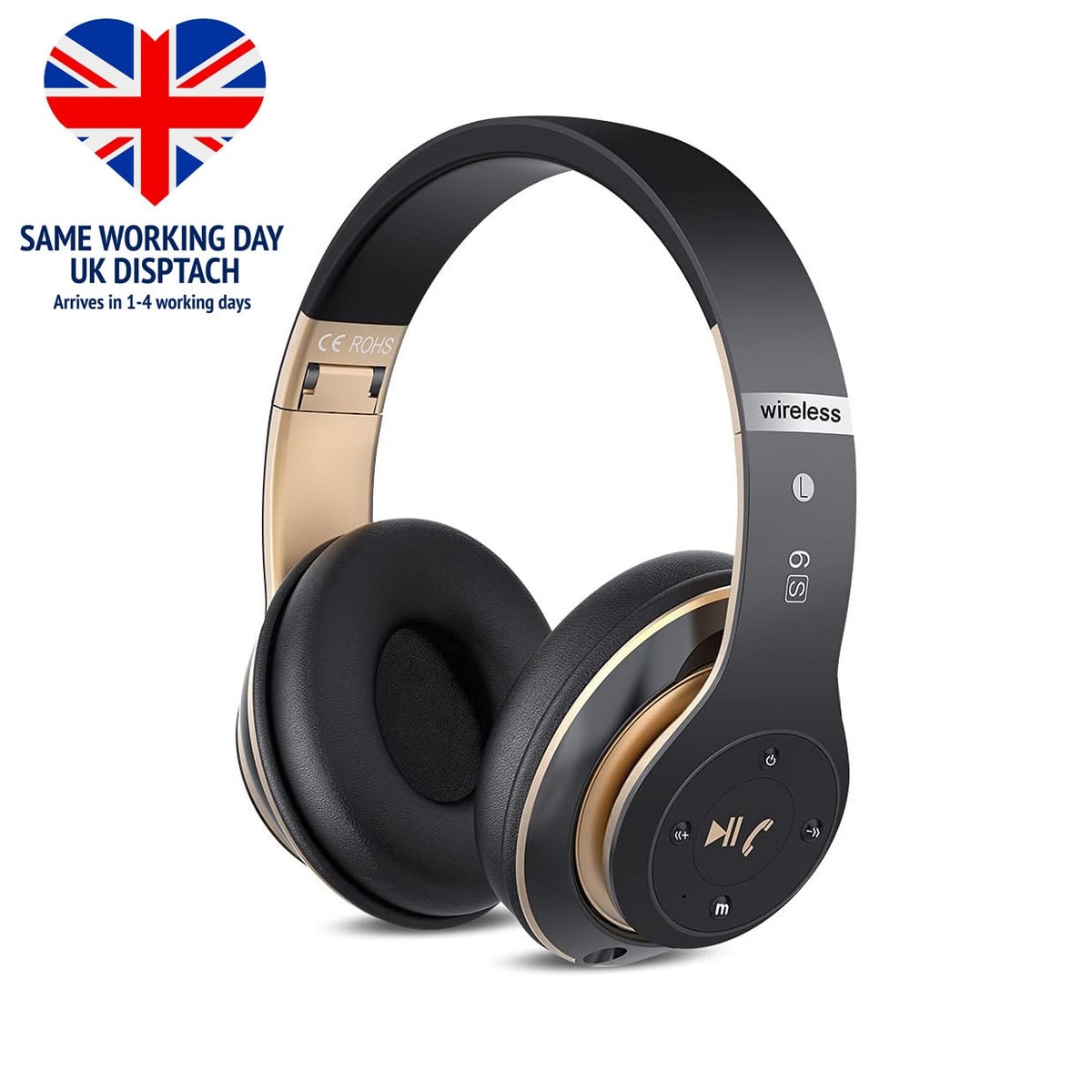 6 EQ Modes Headphones Wireless 65 Hours Playtime Foldable Lightweight Bluetooth