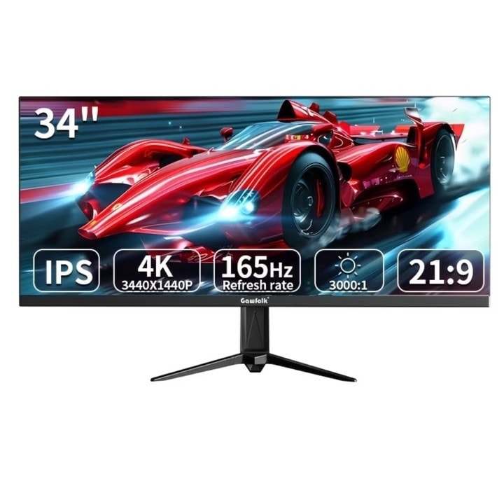 Gawfolk 34-inch UWQHD Gaming Monitor 165hz 3440x1440p 1ms HDMI DP IPS