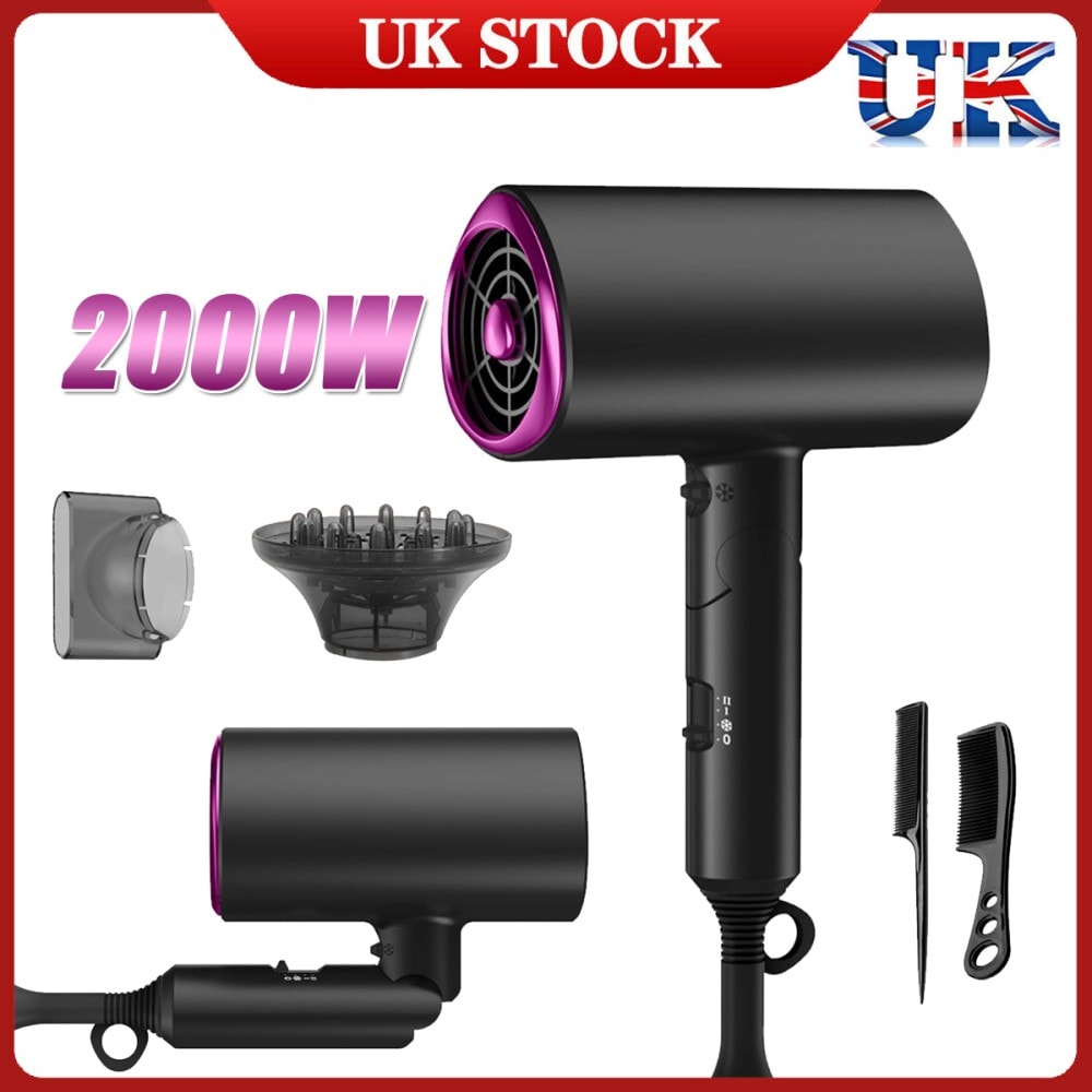 2000W Professional Hair Dryer Fast Drying Ionic Hairdryer Diffuser Hairdryer
