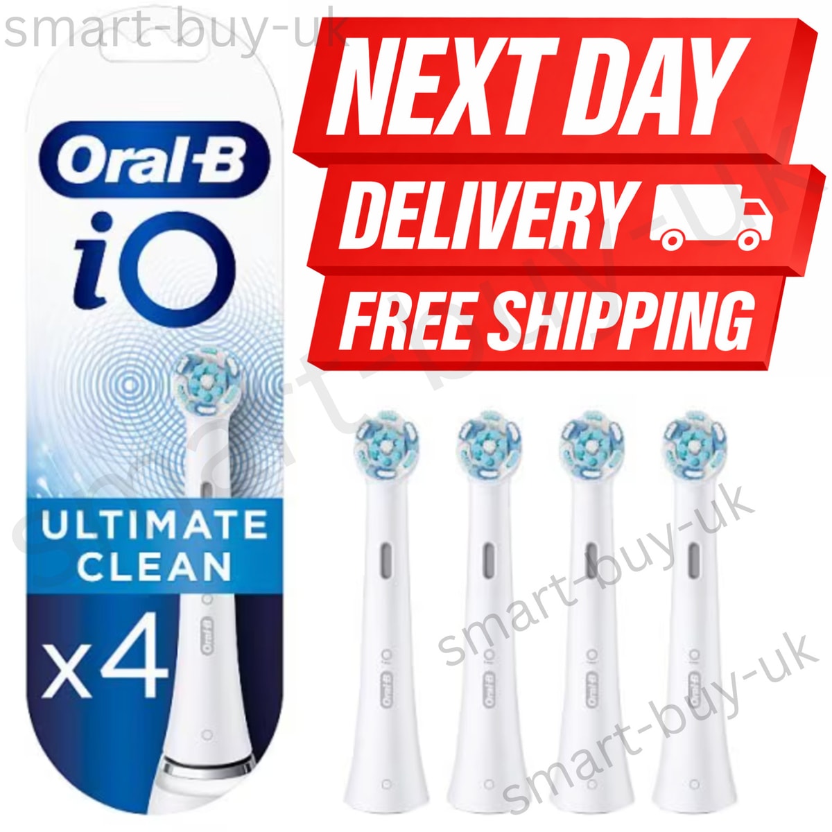 Oral-B iO Ultimate Clean Replacement Toothbrush Heads Electric Pack of 4 White