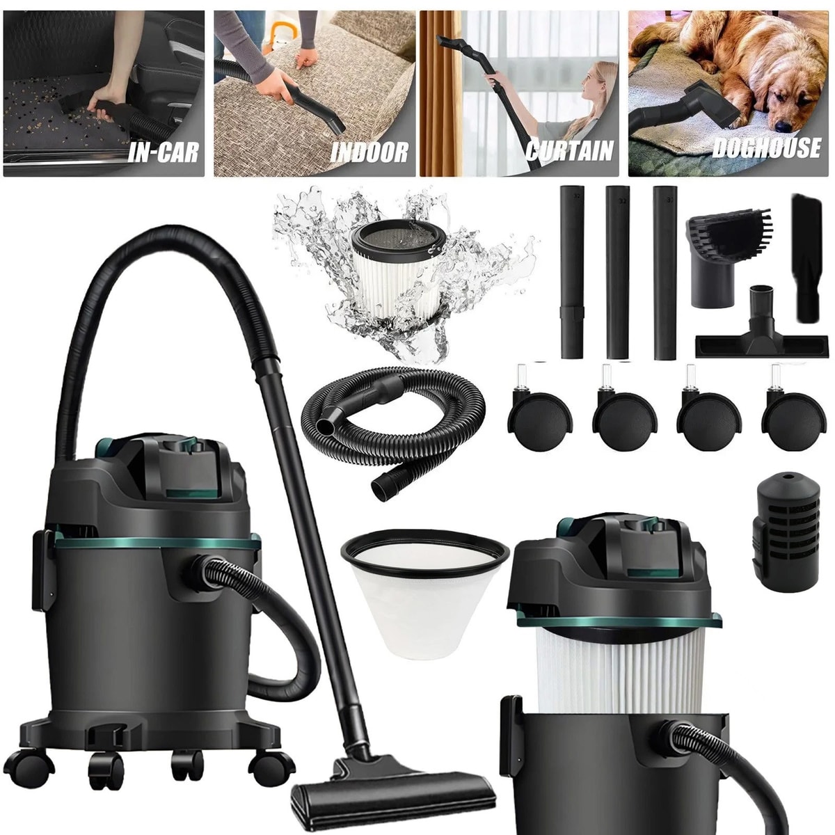 5000W Wet & Dry Vacuum Cleaner Industrial Water and Dirt 3-in-1 Blower Vac 15L