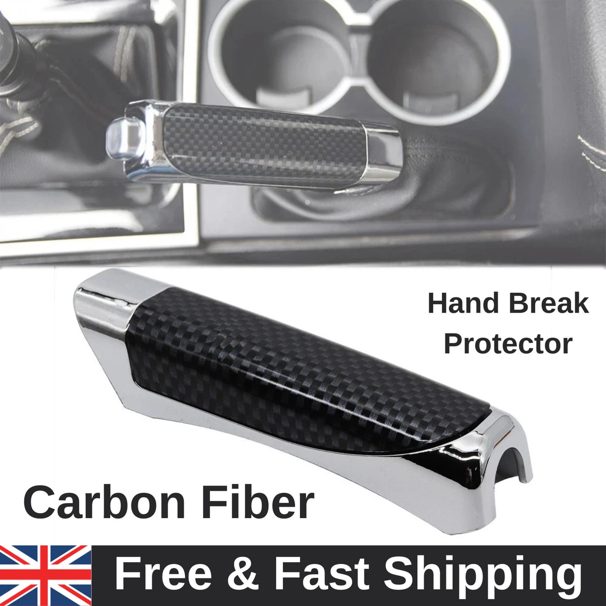 Carbon Fiber Car Interior Hand Brake Protector Decoration Cover Accessories UK
