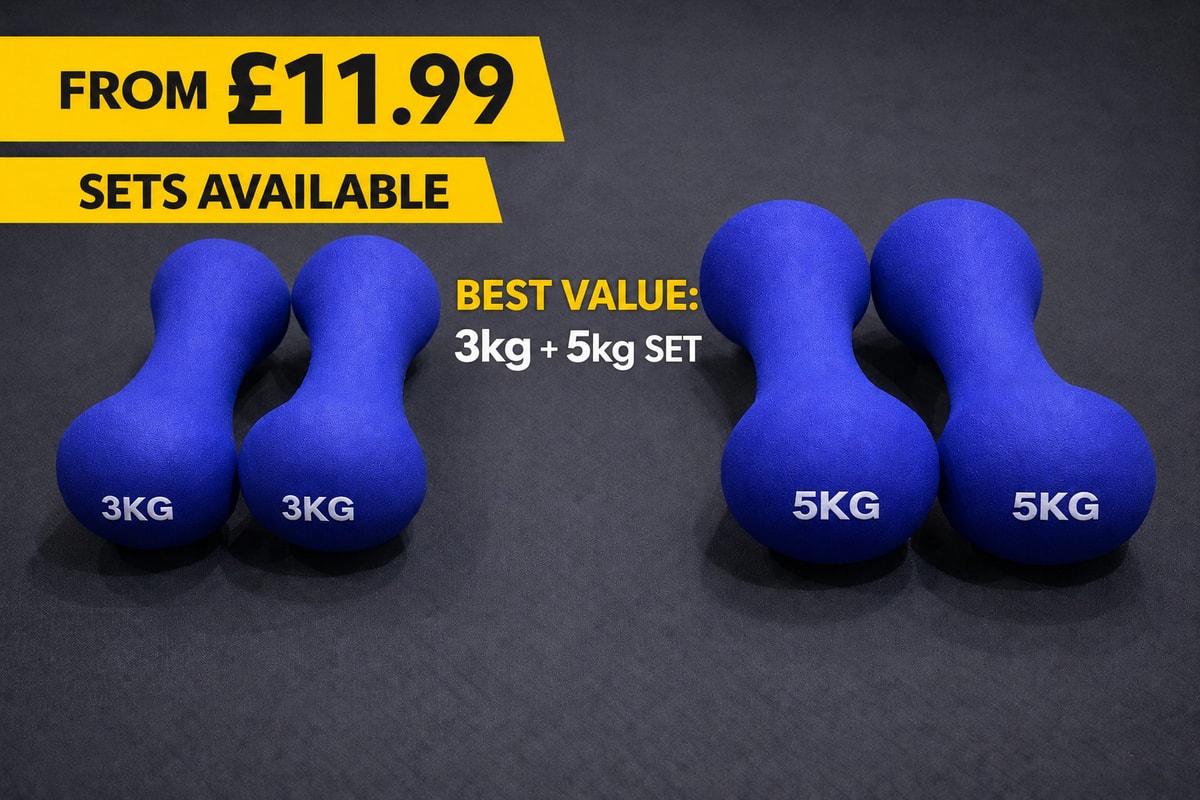Neoprene Dumbbells 2kg 3kg 5kg Pairs Home Gym Weights Bundle From £11.99 Free UK
