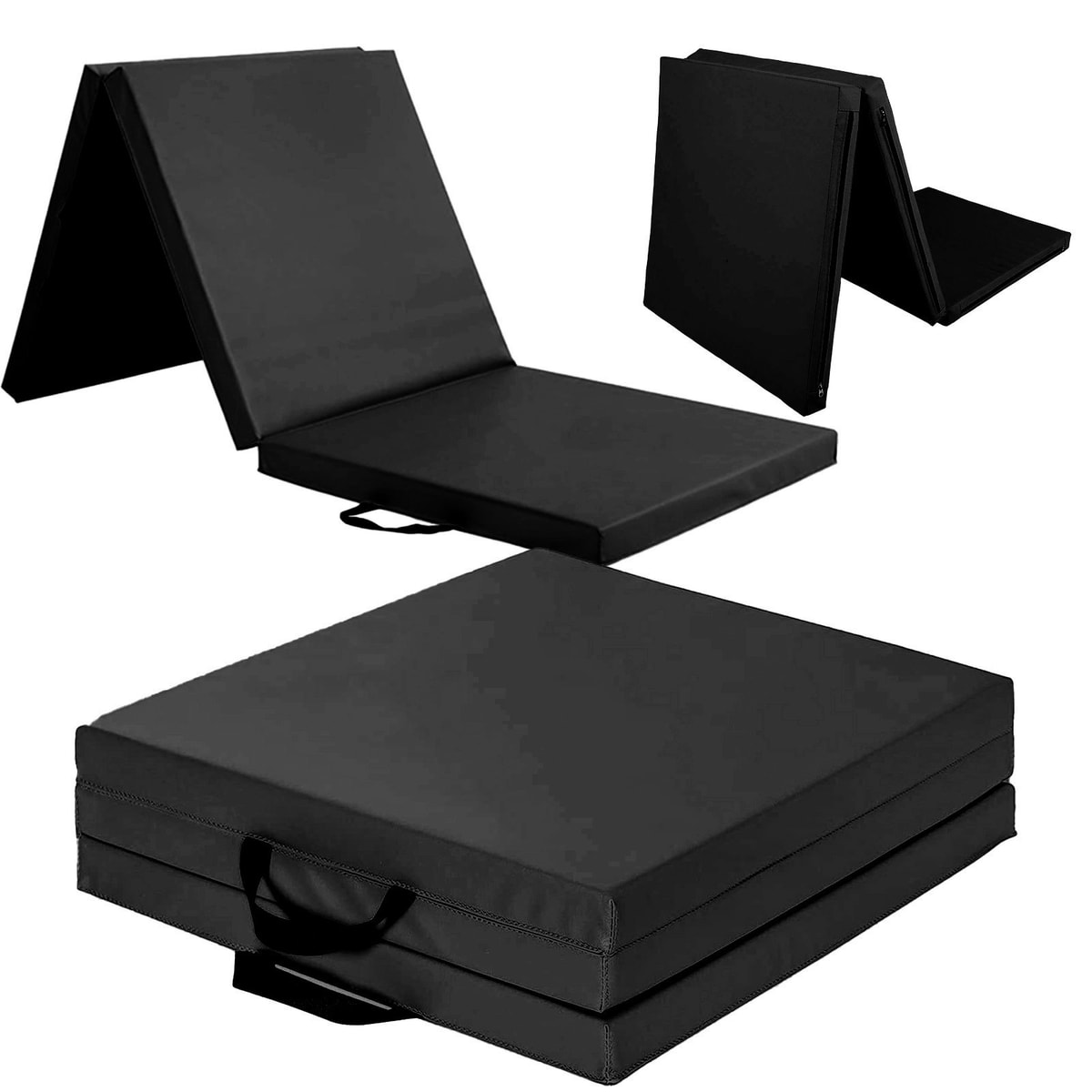 Exercise Mat Tri-Fold PU Leather –50mm Thick Cushioned Yoga, Pilates & Gymnastic