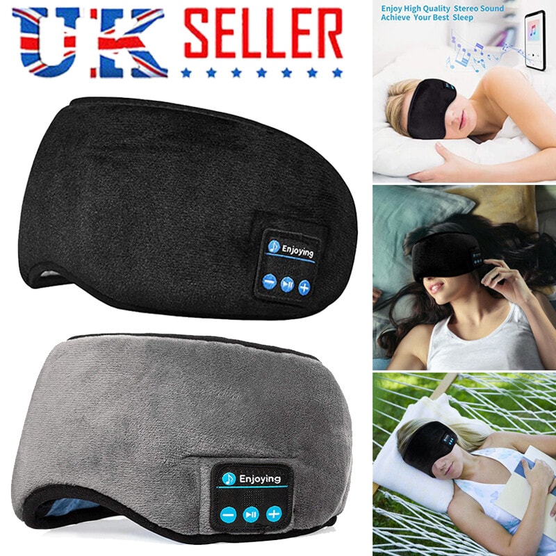 Wireless Bluetooth Stereo Built-in Headphones Sleep Earphone Eye Mask Headset UK