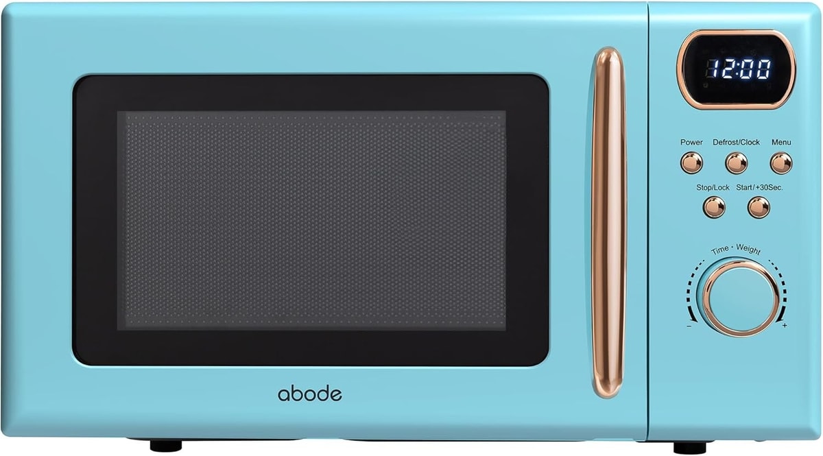Abode AMD2004GRG Digital Microwave Oven Retro Style 700w 20L Blue & Rose Gold