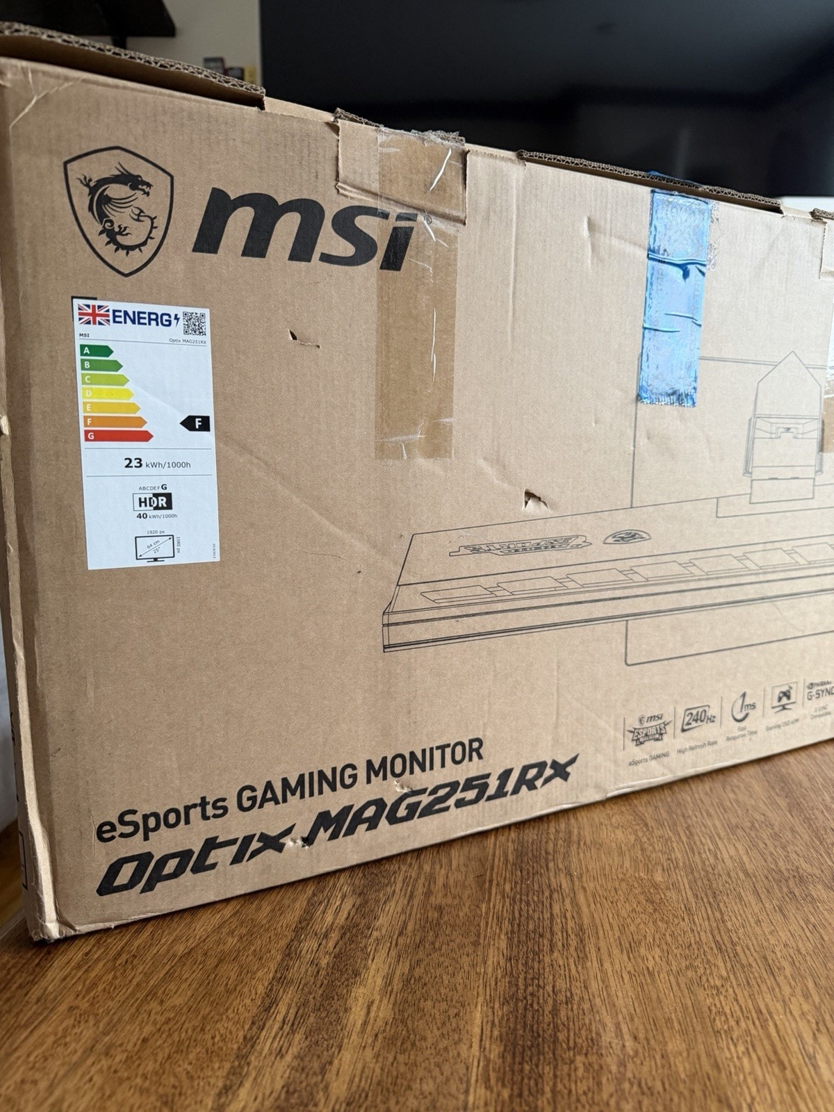 MSI Esports Gaming Monitor Optix MAG251RX Rapid IPS 240Hz 1ms GSync