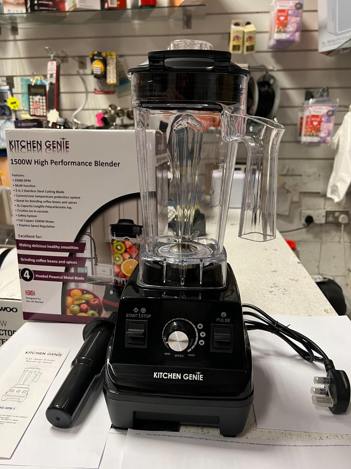 Kitchen Genie ULTIMA HI-POWER Black Blender 1500W 2 Litre Juice ICE CRUSHER