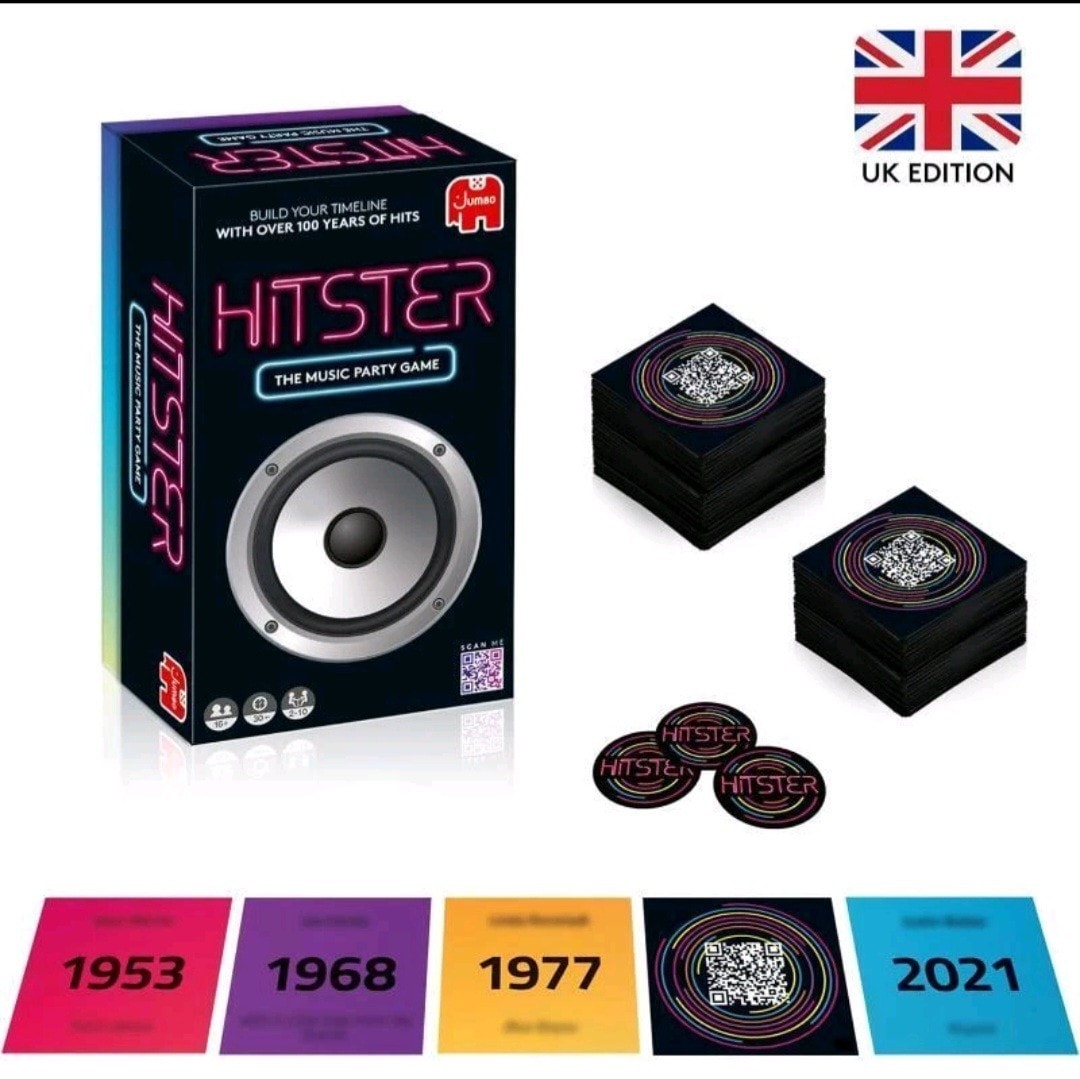 Hitster - The Music Party Board Game, Fun Music Card & Quiz Game - With 300+