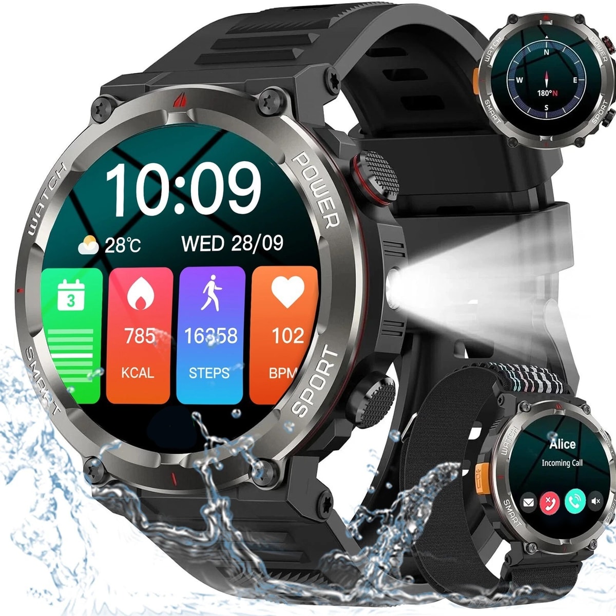 Smart Watch Military Tactical Men Sport Heart Rate Fitness Tracker Wristwatch US