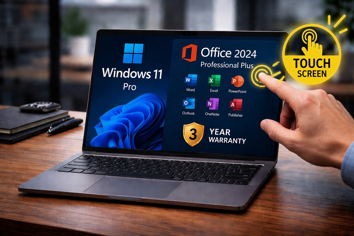 Brand New Lenovo Touch Screen 12" Laptop - Windows 11 Pro + MS Office Pro Plus